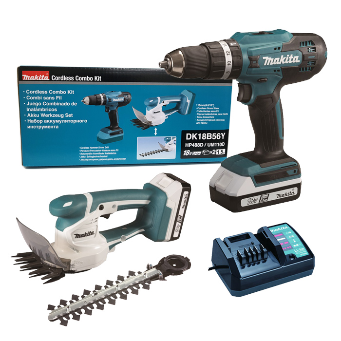 Makita DK18B56Y aku sada HP488D+UM110D Li-Ion 18V G  2x1,5Ah