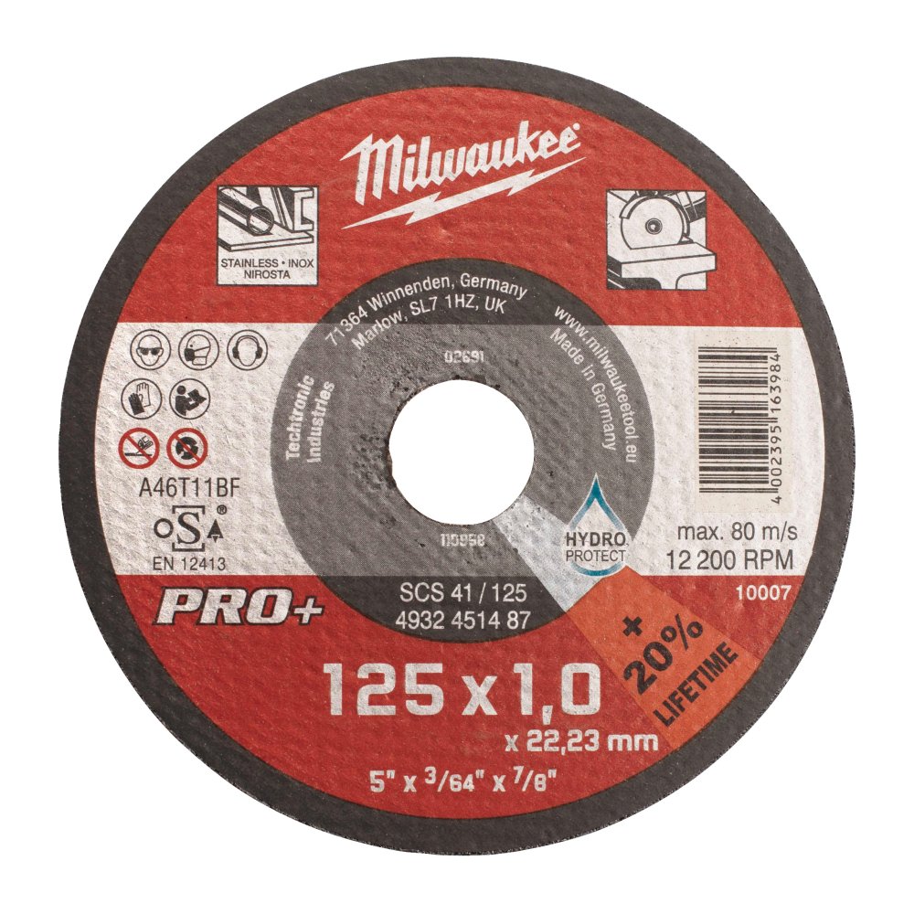 Milwaukee SCS 41 / 125 x 1 x 22 mm - 1 pc - Tenké řezné kotouče na kov PRO+ 4932451487