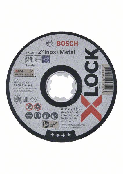 Bosch kotouč řezný 115x1x22,23 na  nerez a kov X-LOCK 2608619263