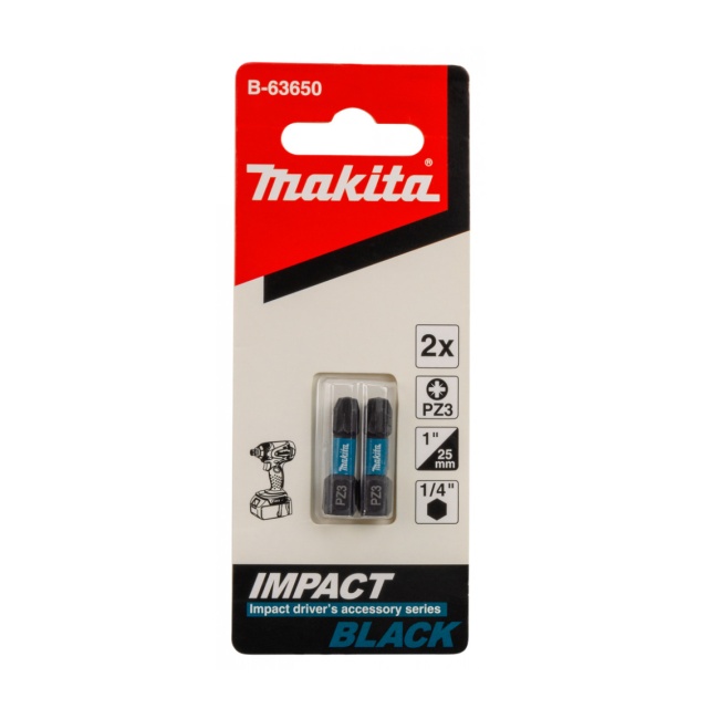 Makita B-63650 torzní bit 1/4" IMPACT BLACK PZ3 25mm 2 ks