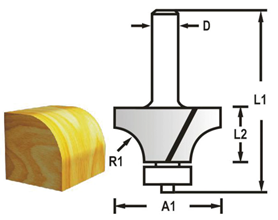 Makita D-48393 zaoblovací fréza s ložiskem stopka 8 mm, 28,6x14,5x57 mm