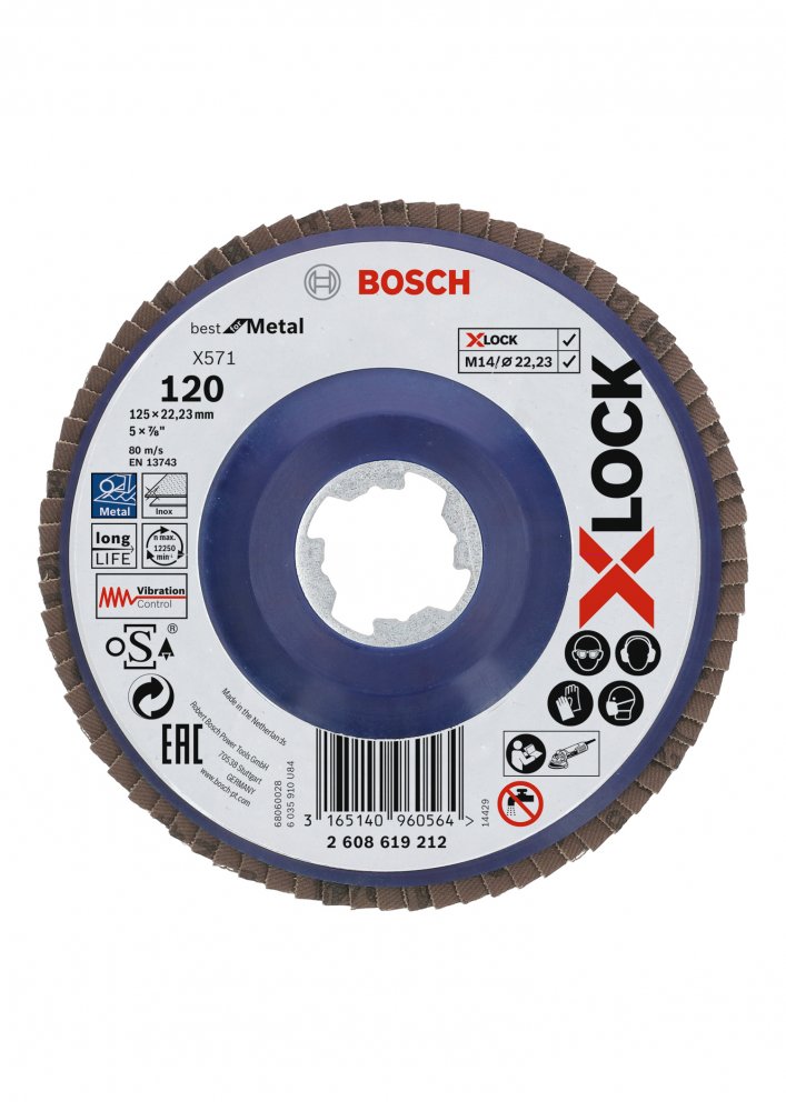 Bosch Best for Metal systému X-LOCK, rovná verze,  kotouč lamelový 125mm, , G 120, X571 2608619212