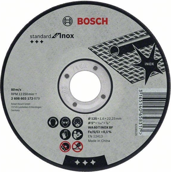 Bosch kotouč řezný 125x1,6 Standard na nerez 2608603172