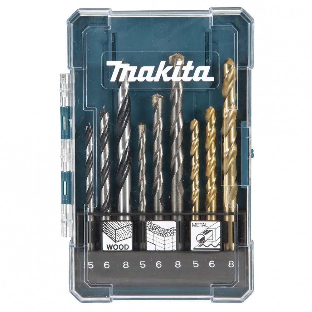 Makita D-71962 sada vrtáků 9 ks zdivo,dřevo,kov (5,6,8mm)