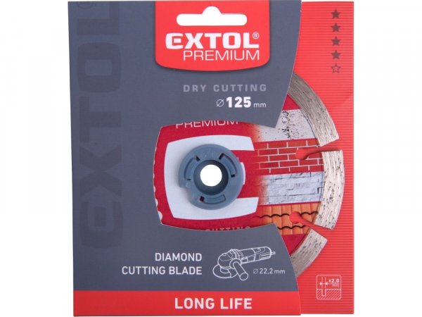 EXTOL PREMIUM 108912 kotouč diamantový řezný, segmentový Long Life - suché řezání, 125x22,2x2mm