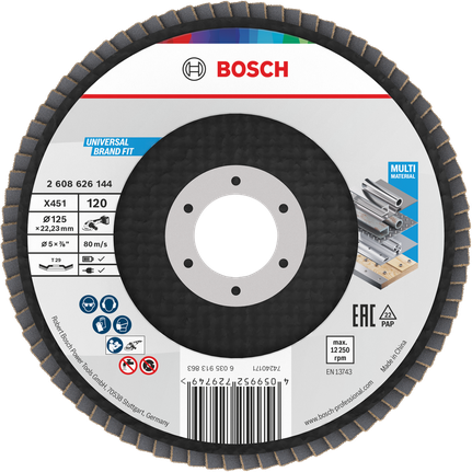 Bosch 2608626140 lamelový brusný kotouč X451, 125 × 22,23 mm, G60, T29, 15 ks Bosch 2608626140 lamelový brusný kotouč X451, 125 × 22,23 mm, G60, T29, 15 ks