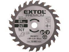 EXTOL PREMIUM kotouč pilový s SK plátky, ⌀89x2,0x10mm, 24T