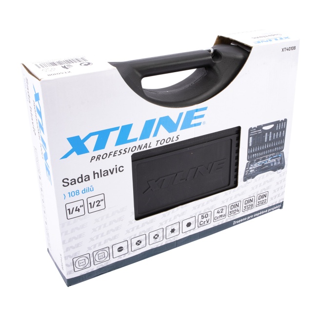 XTLINE XT40108 sada hlavic 1/4"-1/2" 108 dílů