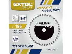 EXTOL CRAFT 19107 kotouč pilový s SK plátky, O 185x2,4x30mm, 36T