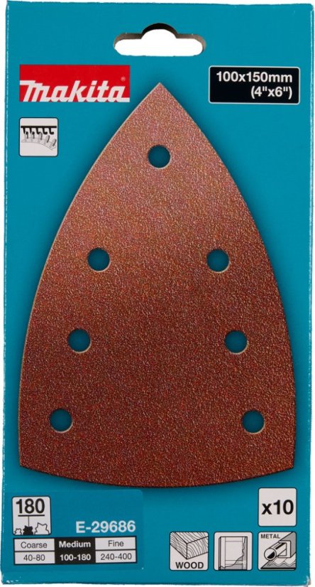 Makita E-29686 papír brusný 100x150mm A180 10ks
