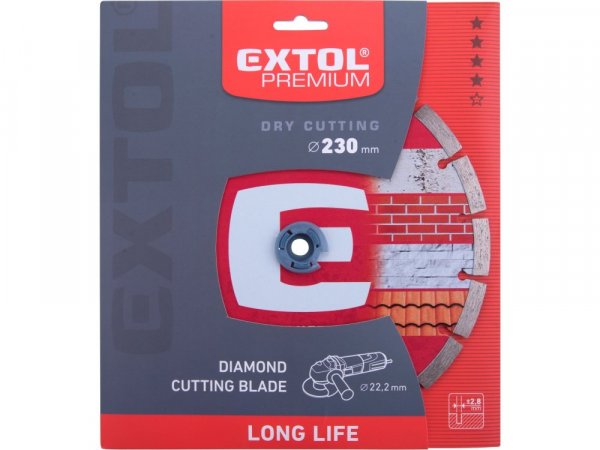 EXTOL PREMIUM 108915 kotouč diamantový řezný, segmentový Long Life - suché řezání, 230x22,2x2,8mm