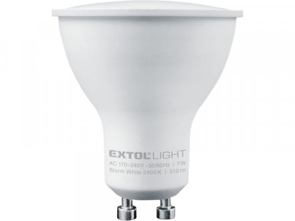 EXTOL LIGHT 43033 žárovka LED reflektorová, 7W, 510lm, GU10, teplá bílá