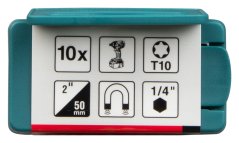 Makita E-26010 torzní bit T10 Impact Premier (E-form) 50mm 10 ks