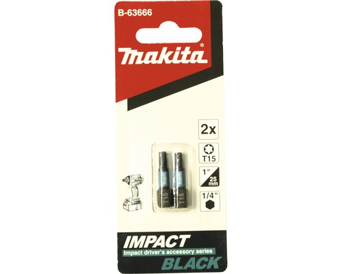 Makita B-63666 torzní bit 1/4" Impact Black T15, 25mm 2 ks