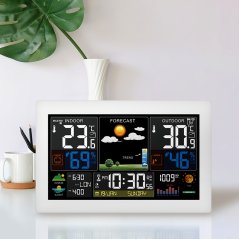 Solight TE81W-XL meteostanice, extra velký barevný LCD, teplota, vlhkost, tlak, RCC, USB nabíjení, bílá