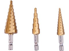 EXTOL CRAFT vrtáky stupňovité, sada 3ks, O 3-20mm, HSS