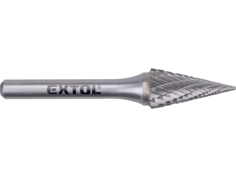 EXTOL INDUSTRIAL 8703795 fréza karbidová, konická-jehlan, pr.12x25mm/stopka 6mm,sek střední (double-cut)