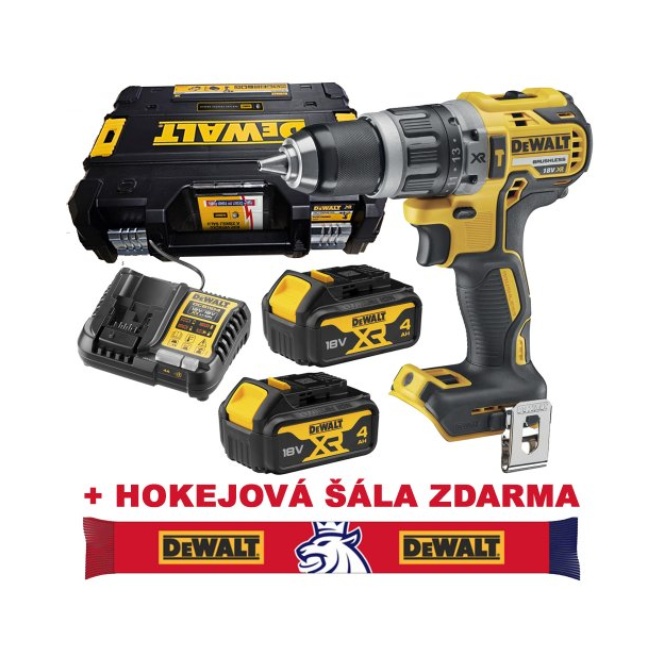 Dewalt DCD796M2 HOKEJ EDICE aku příklepový šroubovák 18V 2x4,0Ah nabíječka,kufr++ Dárek šála České hokejové reprezentace