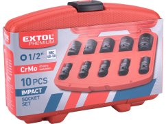 EXTOL PREMIUM 8818131 hlavice nástrčné rázové 1/2", sada 10ks, 9-27mm, CrMoV