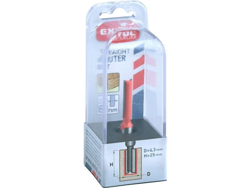 EXTOL PREMIUM 8802111 fréza drážkovací do dřeva, D6,3 x H25; průměr stopky 8mm