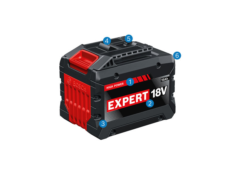 Akumulátorový blok Bosch 18V Expert 15Ah pro akumulátorové nářadí.