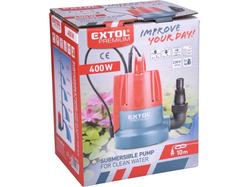 EXTOL PREMIUM 8895014 čerpadlo ponorné, pro čerpání do sucha, 400W