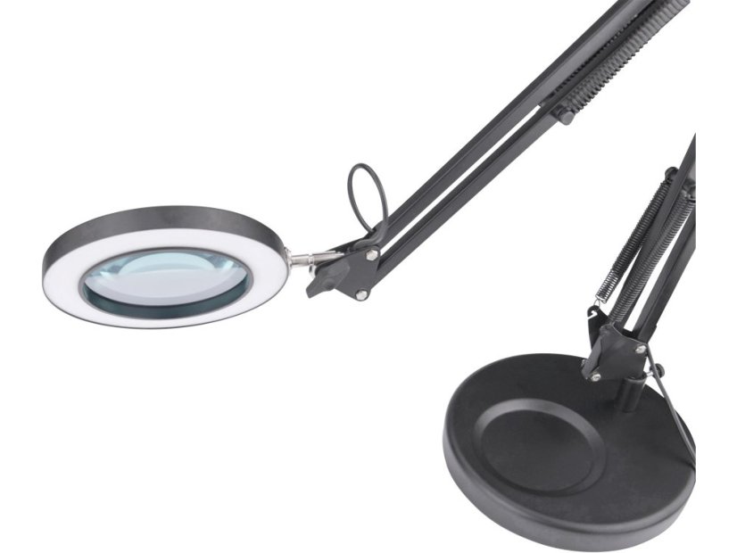 EXTOL LIGHT 43160 lampa stolní s lupou, USB napájení, 1300lm, 3 barvy světla, 5x zvětšení