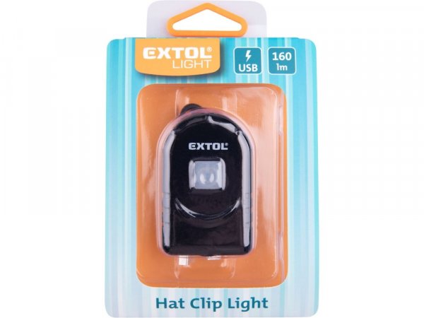 EXTOL LIGHT 43182 světlo na čepici s klipem, 160lm, USB nabíjení