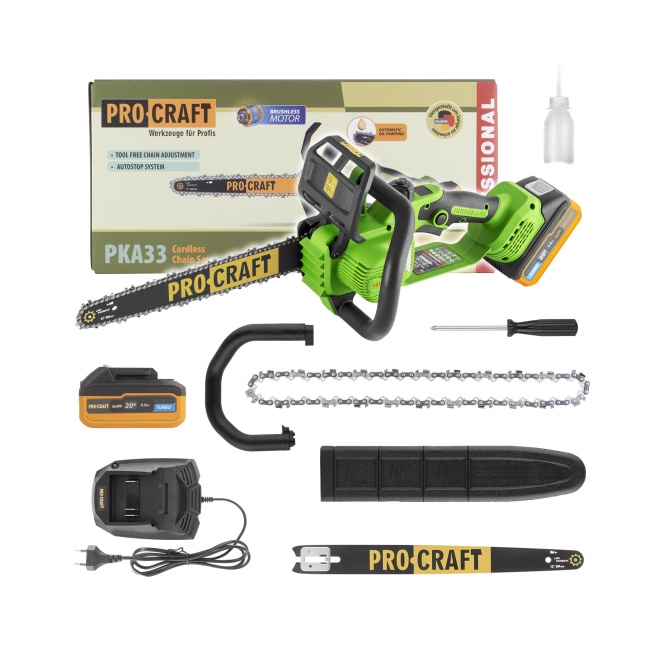 Procraft PKA33-1B aku řetězová pila 300mm 20 V 1x 4Ah