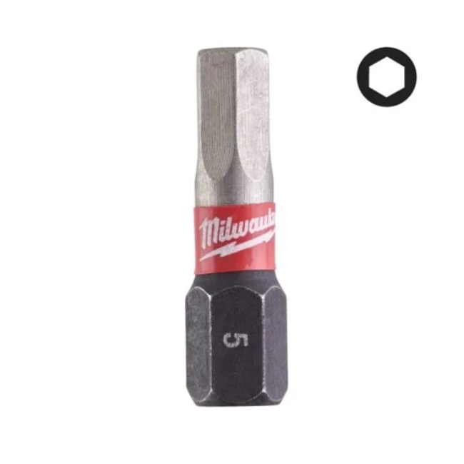 Milwaukee šroubovací bity Hex 5 25mm 3 ks SHOCKWAVE™ IMPACT DUTY 4932500381