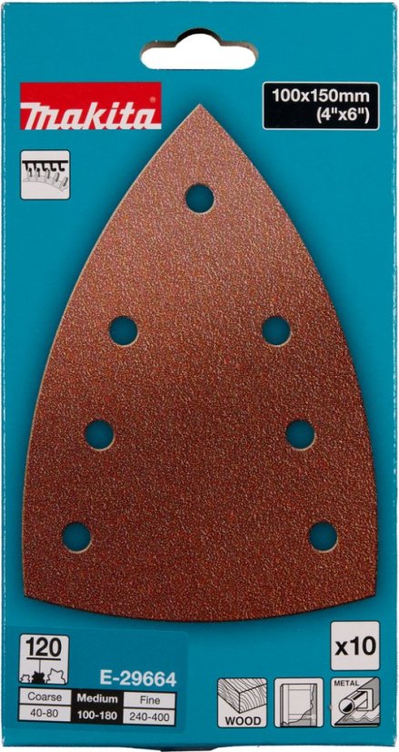 Makita E-29664 papír brusný 100x150mm A120 10ks