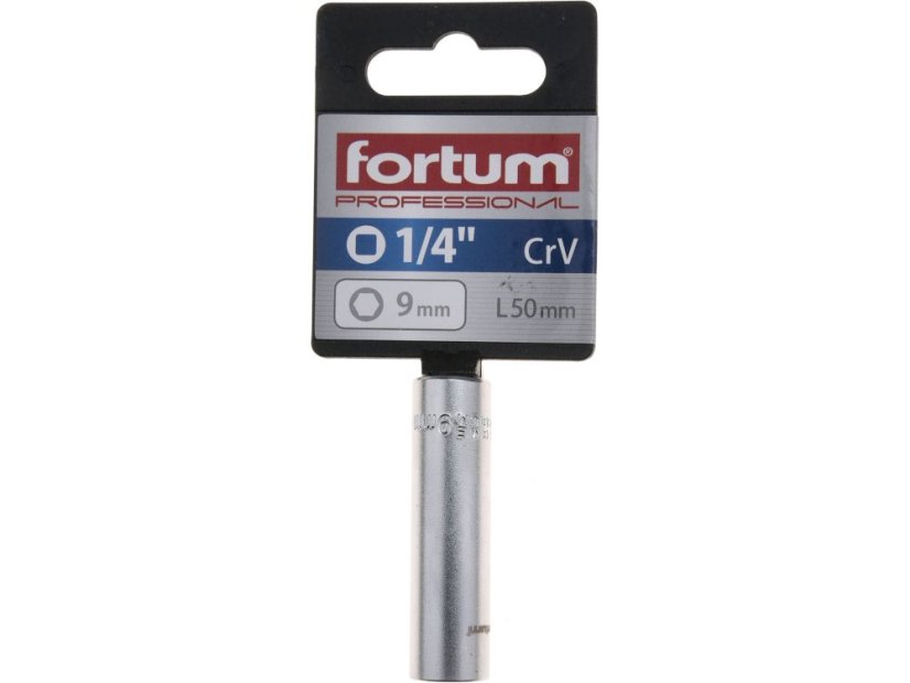 FORTUM 4701522 hlavice nástrčná prodloužena 1/4", 9mm, L 50mm