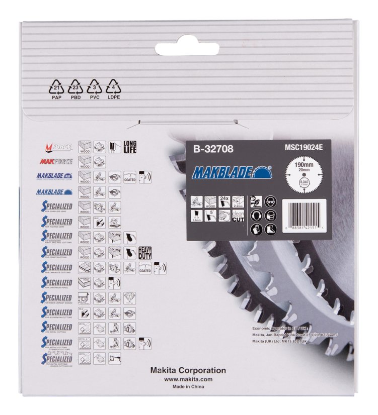 Makita B-32708 kotouč pilový dřevo MAKBLADE 190x2.2x20mm 24Z