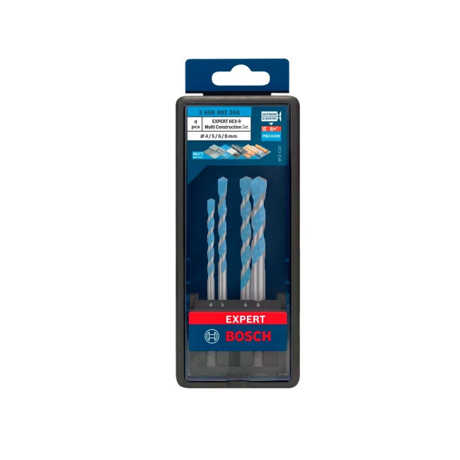 Bosch 4 dílná sada vrtáků EXPERT HEX-9 MultiConstruction 4/5/6/8 mm 2608902368