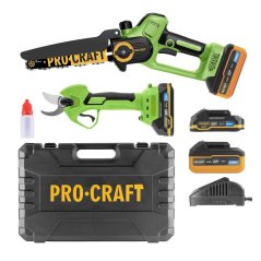 Procraft PA168SET aku sada nářadí  ruční pilka PKA35Li + nůžky na větve ES25Li 20 V  1x4A, 1x2Ah