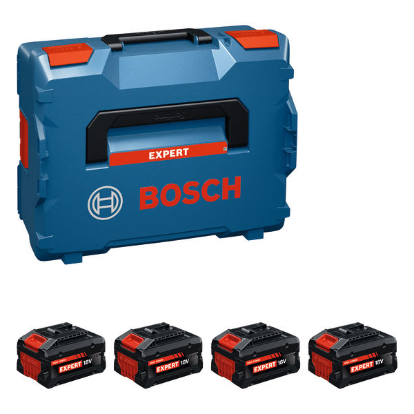 Sada Bosch s kufrem L-BOXX a čtyřmi 18V bateriemi Expert.