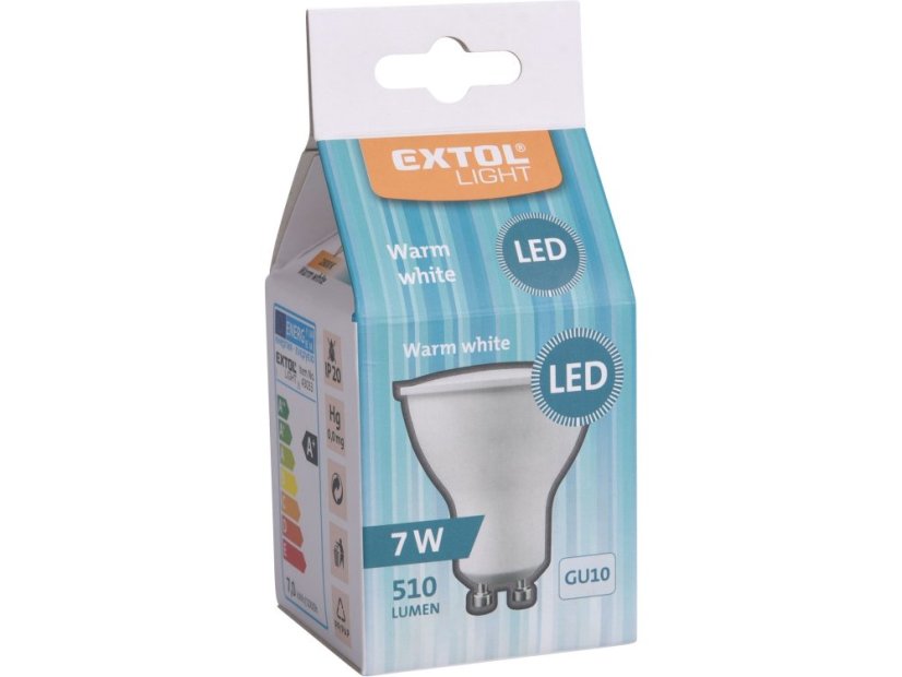 EXTOL LIGHT 43033 žárovka LED reflektorová, 7W, 510lm, GU10, teplá bílá