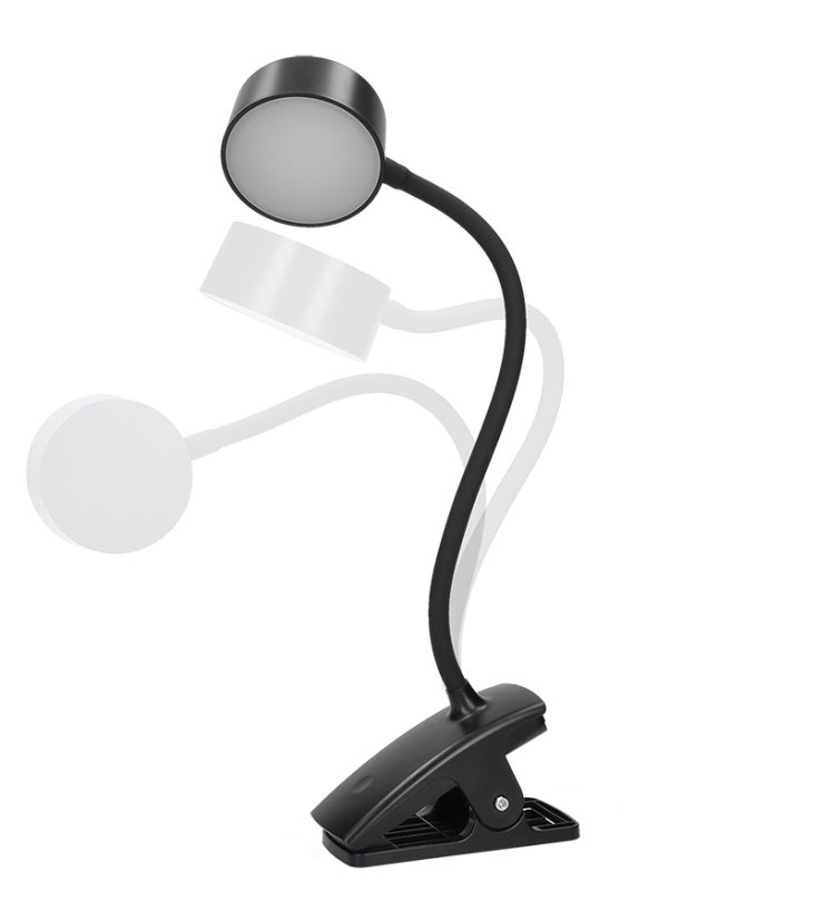 Solight WO3001-B LED stolní nabíjecí lampička, 2W, 210lm, 3CCT, černá, clip