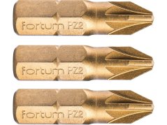 FORTUM 4741372 hrot křížový pozidriv, sada 3ks, PZ 2x25mm,titan. úprava, S2