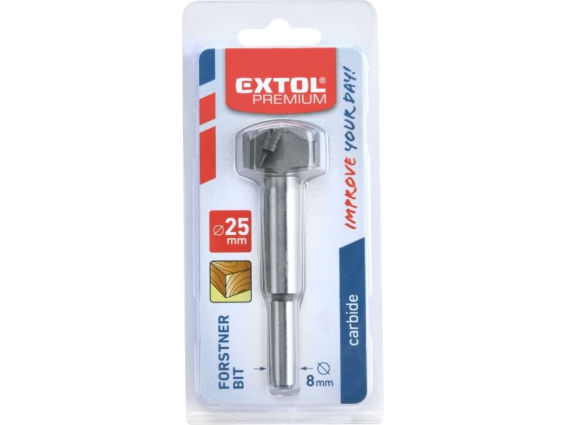 EXTOL PREMIUM 8802019 fréza čelní-sukovník do dřeva s SK plátky, O 25mm stopka 8mm