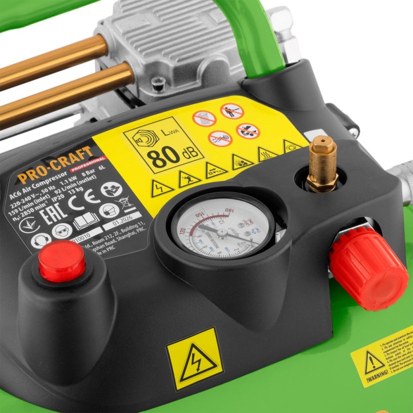 Procraft AC6 bezolejový kompresor 6 l