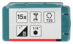 Makita E-25965 torzní bit řady Impact Premier (C-form) T25-25mm, 15 ks