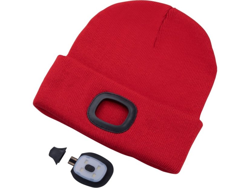 EXTOL LIGHT 43198 čepice s čelovkou 4x45lm, USB nabíjení, červená, univerzální velikost