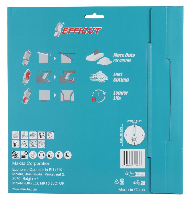 Makita E-27763 260x2.15x30mm 45Z kotouč pilový dřevo Efficut= oldB-64630