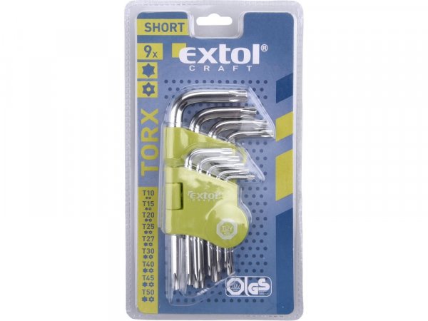 EXTOL CRAFT 66010 L-klíče TORX, sada 9ks, T 10-50, krátké