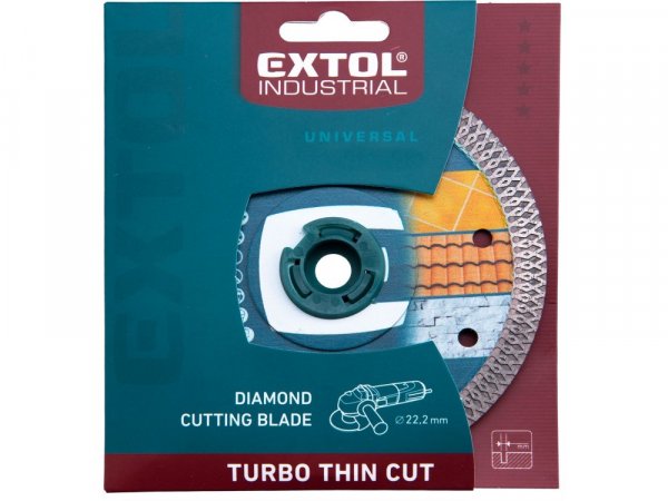 EXTOL INDUSTRIAL 8703043 kotouč diamantový řezný, turbo Thin Cut, suché i mokré řezání, O 150x22,2x1,8mm