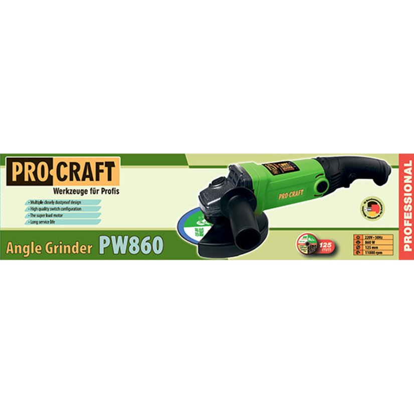 Procraft PW860 bruska úhlová 125mm 860W