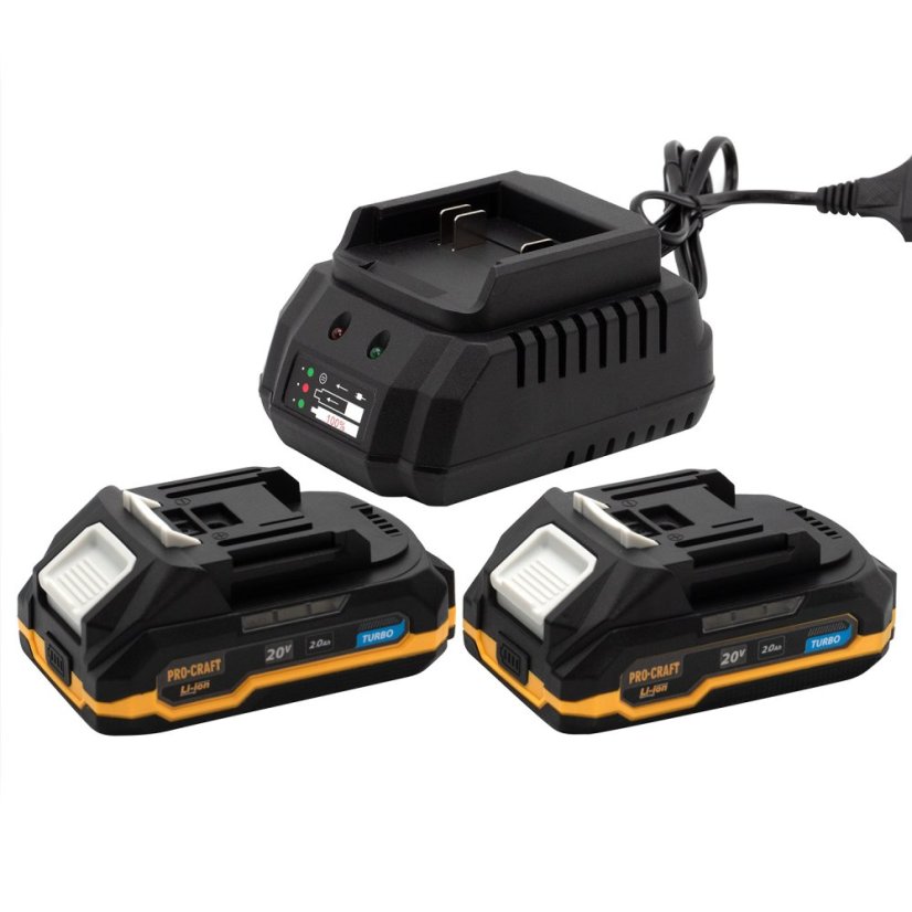 Procraft PBC-Set 1 aku sada baterií 20V 2x 2Ah + 1 nabíječka