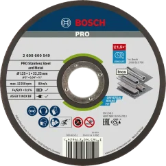 Bosch řezací kotouč PRO Stainless Steel and Metal, 115 × 1 × 22,23 mm, rovný, 100 ks
