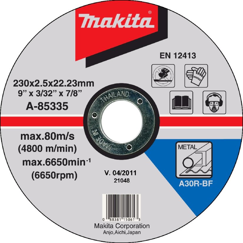 Makita A-85335 kotouč řezný 230x2.5x22 ocel Makita A-85335 kotouč řezný 230x2.5x22 ocel